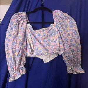 Selkie Pastel Floral Puff Sleeve Blouse